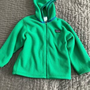 Patagonia Green and Blue Hooded Fleece Jacket